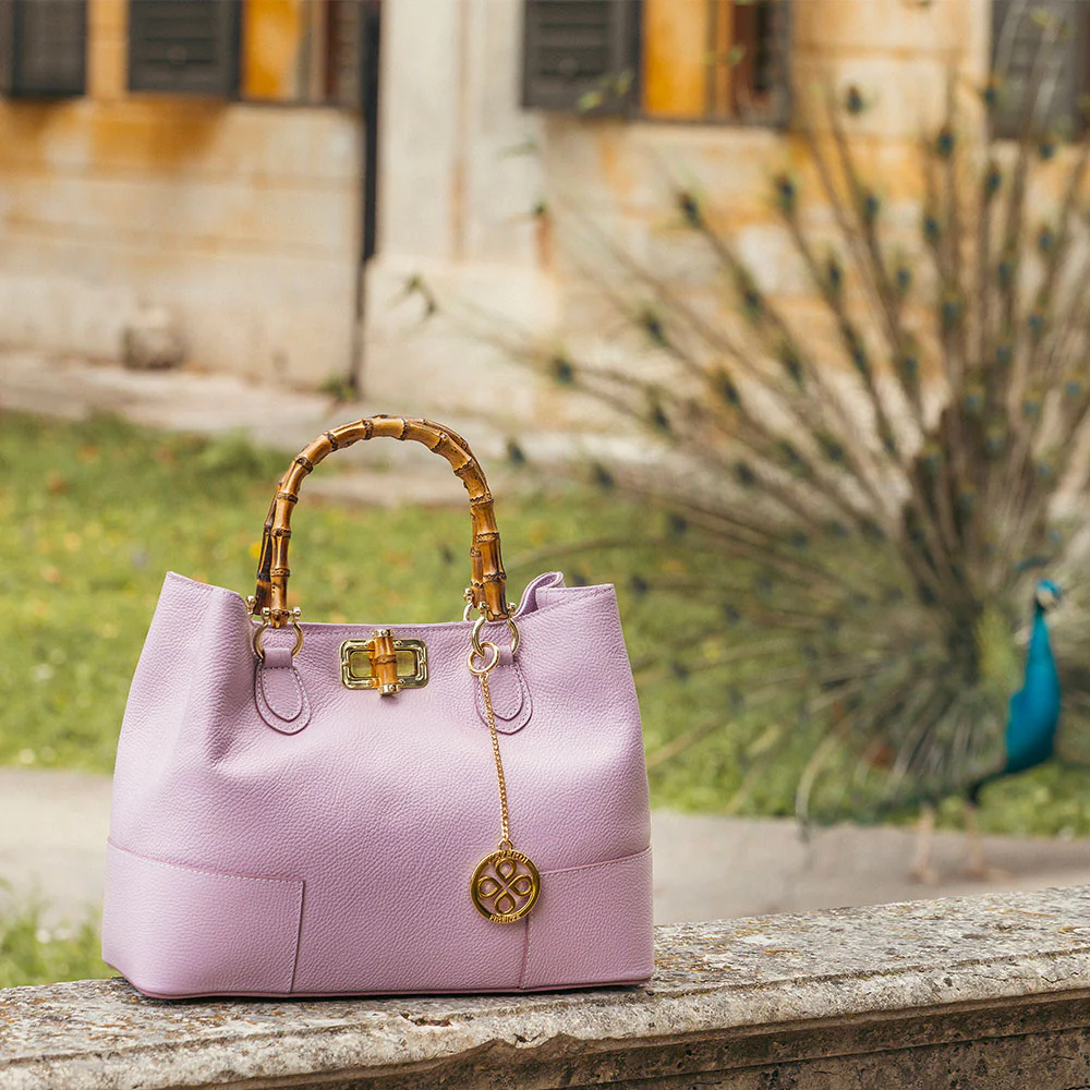 Borsa Grande a Mano VIAVERDI in Pelle Rosa Antico Made in Italy linea Volterra - Image 12