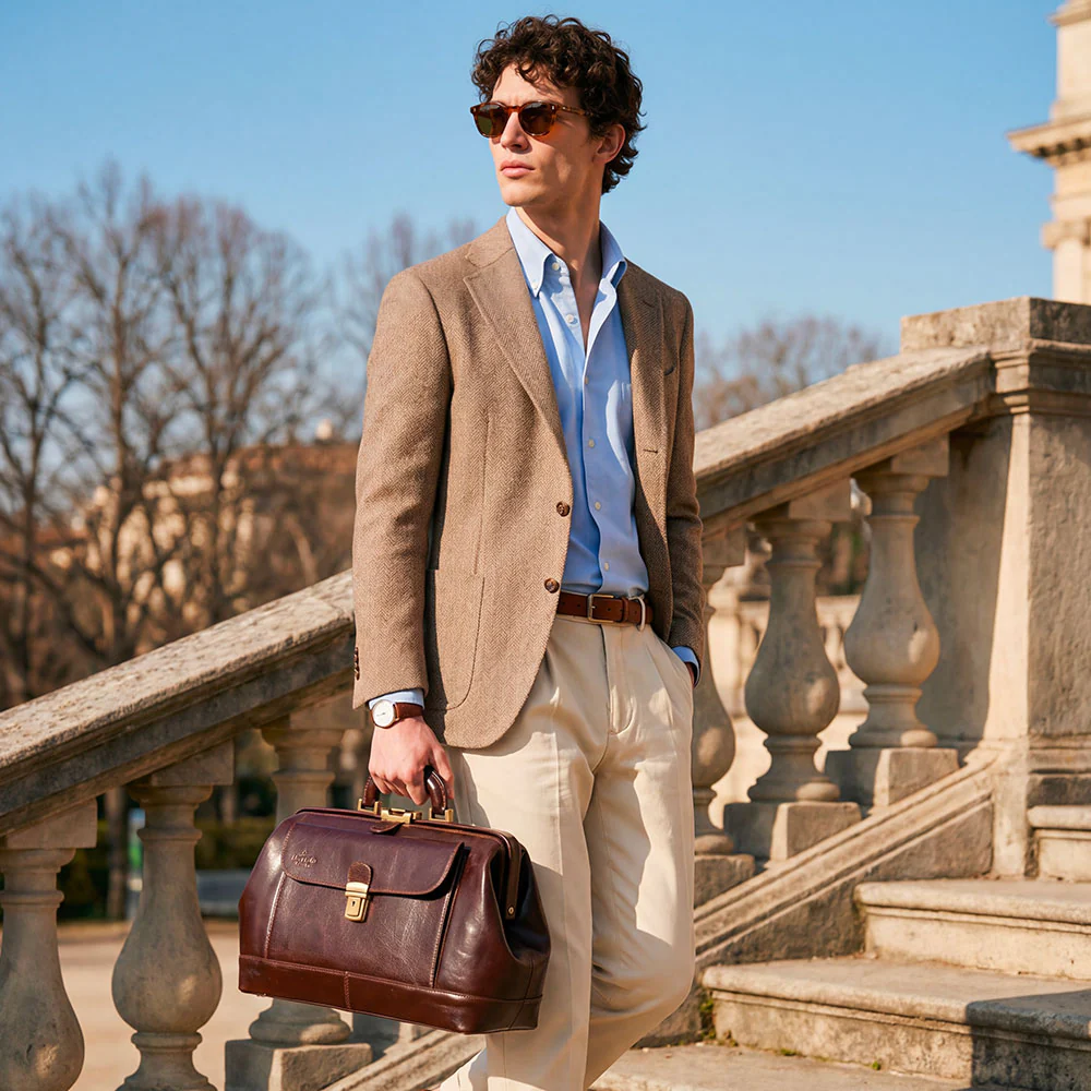 Borsa Medico Classica in Pelle color Cuoio VIAVERDI Made in Italy linea Firenze - Image 7
