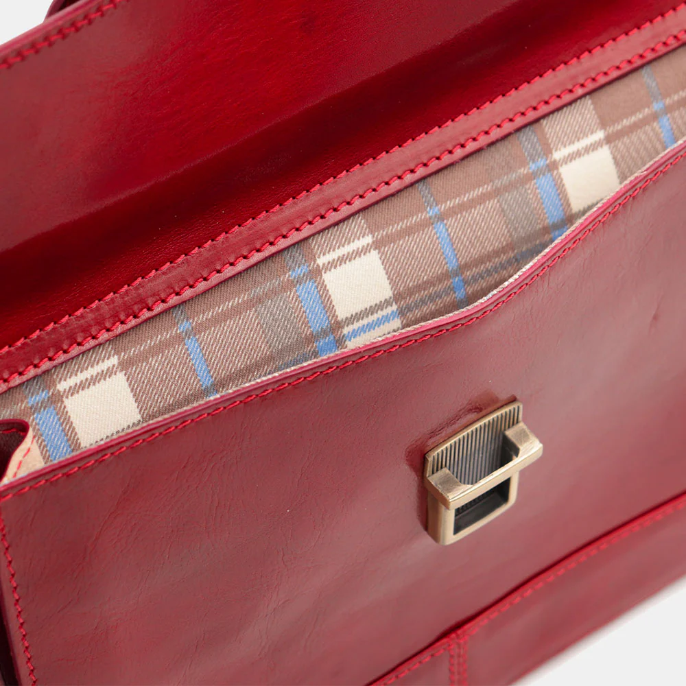 Borsa Medico Classica in Pelle Rossa VIAVERDI Made in Italy linea Firenze - Image 13
