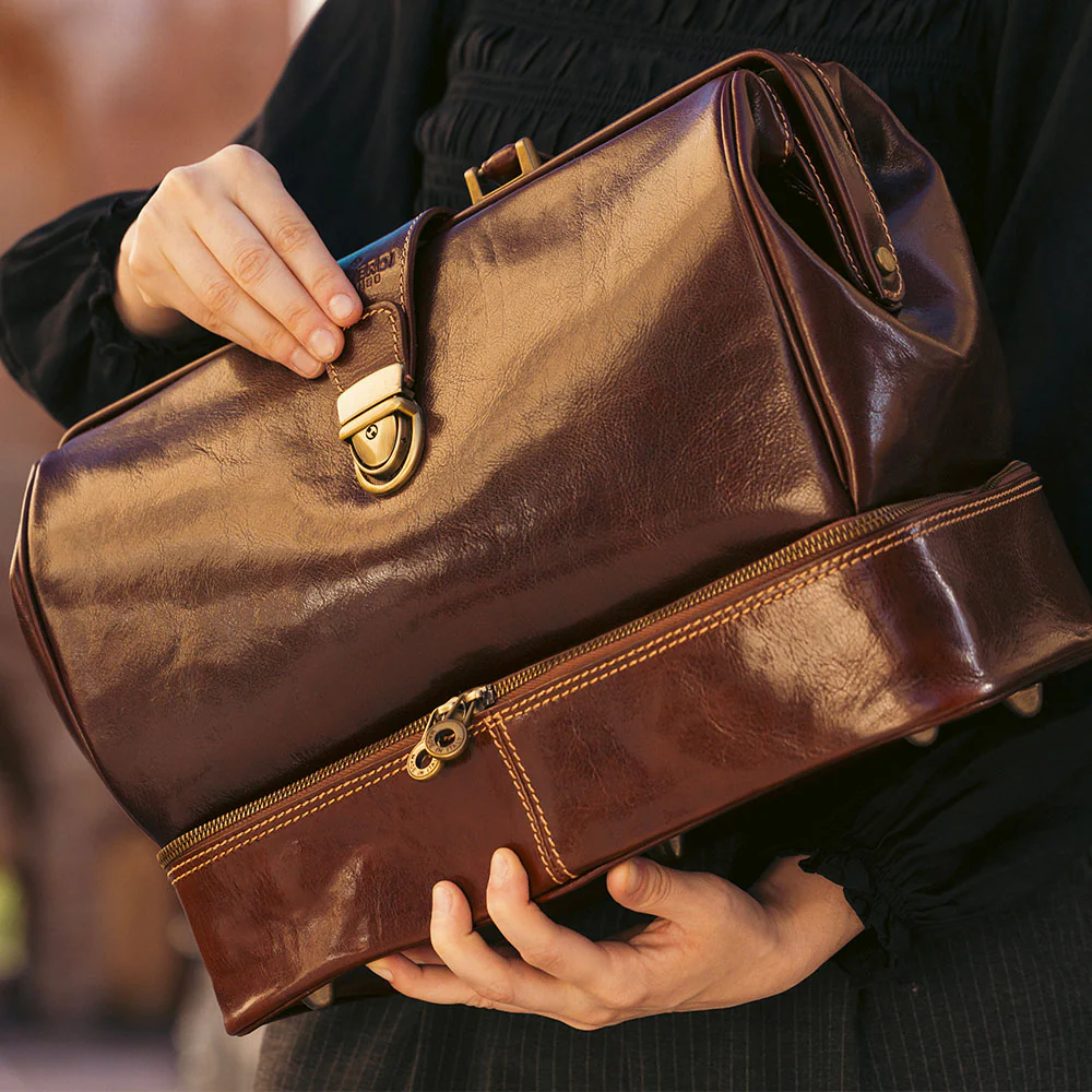 Borsa Medico in Pelle Marrone VIAVERDI Made in Italy linea Firenze - Image 3