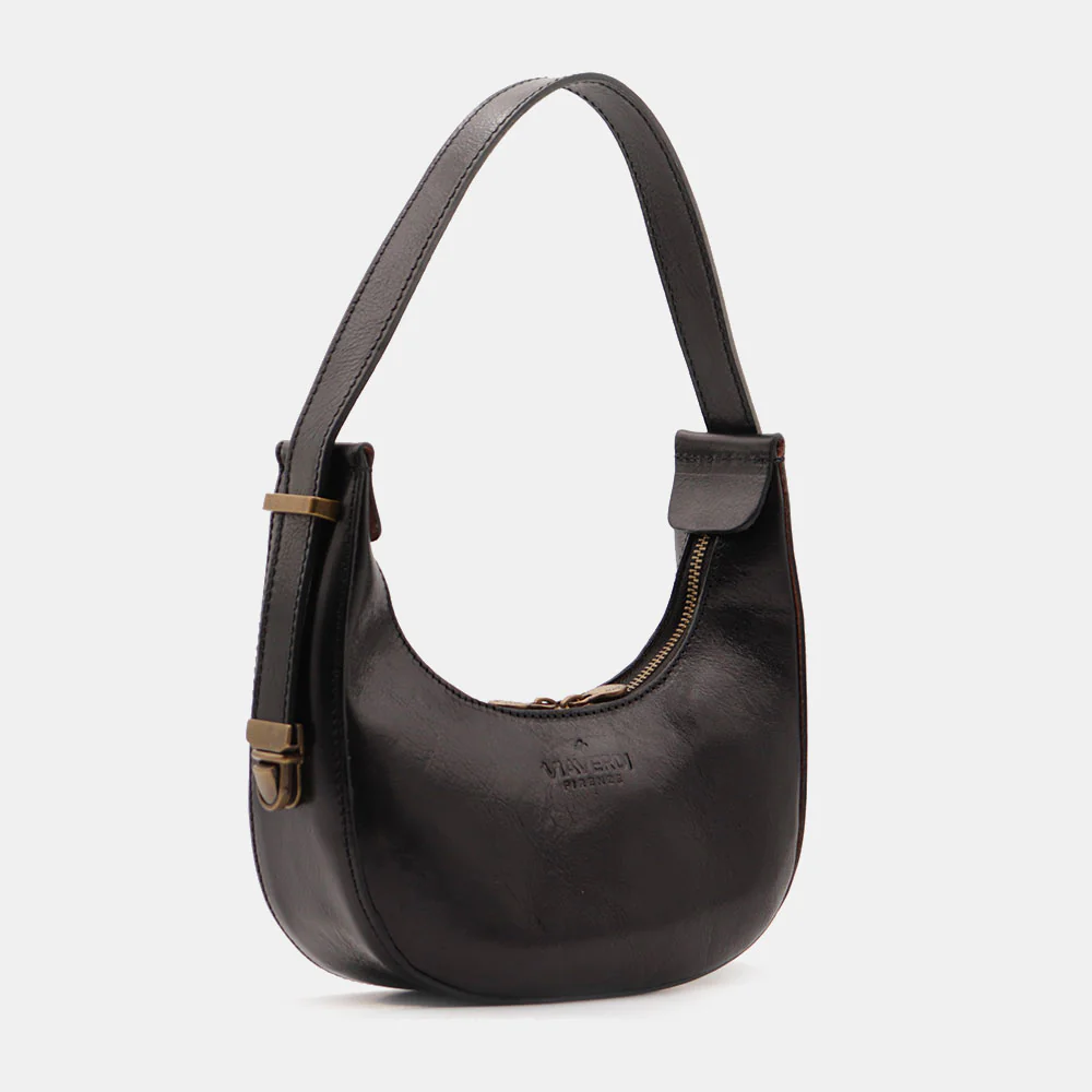 Borsa Piccola a Mano VIAVERDI in Pelle Nera Made in Italy linea Firenze