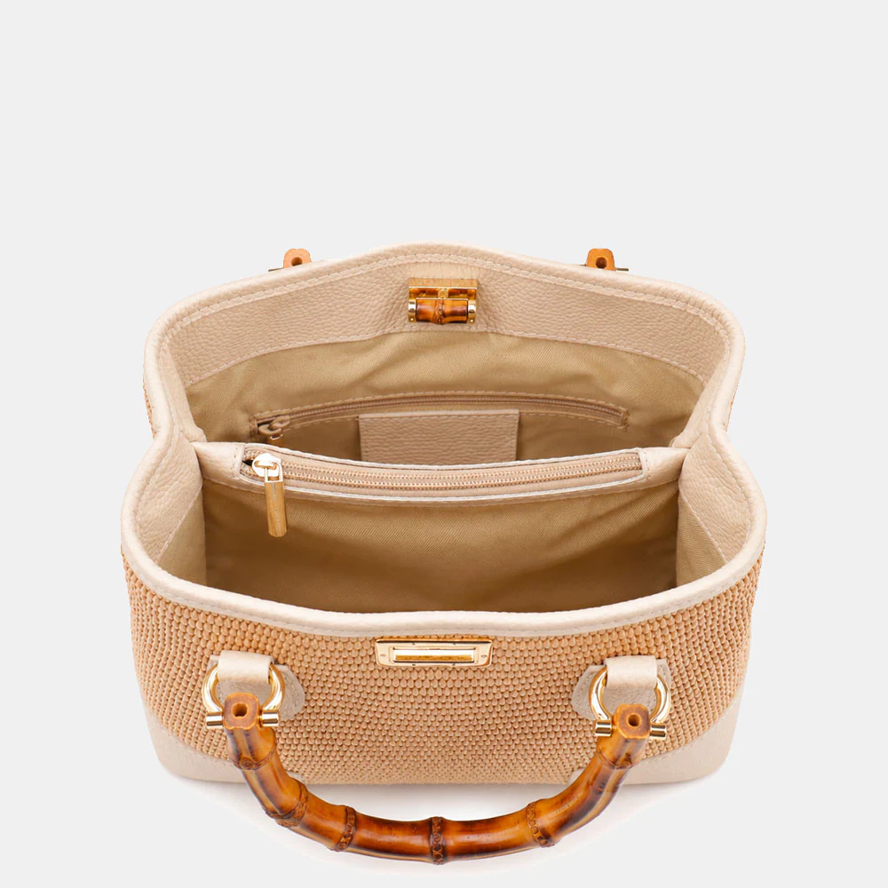 Borsa Piccola a Mano VIAVERDI in Rafia e Pelle Beige Made in Italy linea Volterra - Image 7