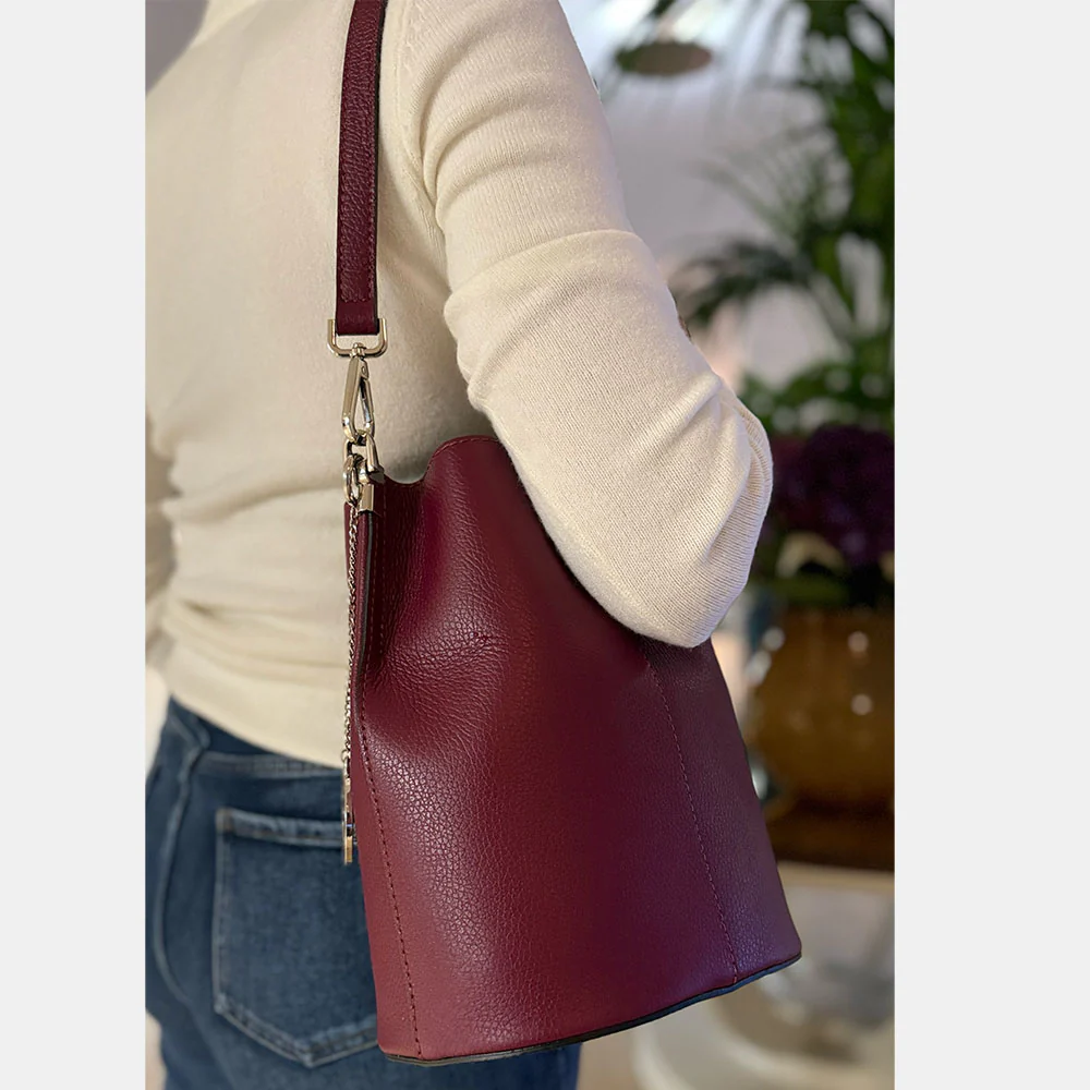 Borsa Secchiello con Tracolla VIAVERDI in Pelle Bianca Made in Italy linea Capalbio - Image 14