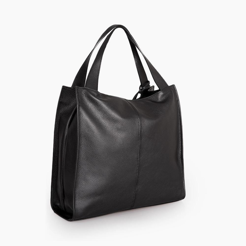 Borsa Tote in Pelle Nera VIAVERDI Made in Italy - Image 3