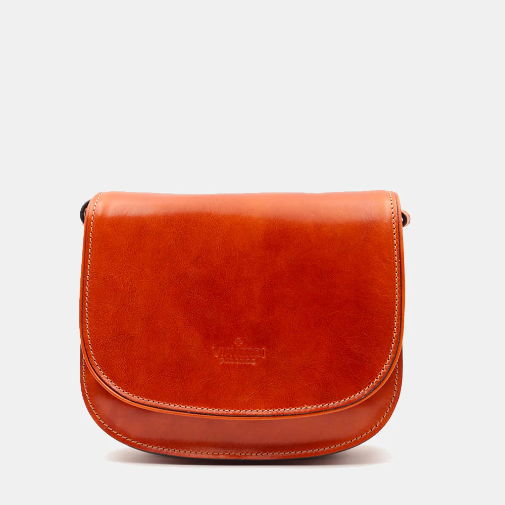 Borsa Tracolla VIAVERDI in Pelle color Cuoio Made in Italy linea Firenze