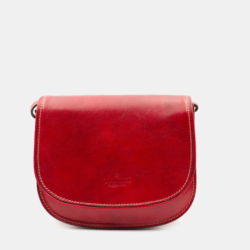 Borsa Tracolla VIAVERDI in Pelle Rossa Made in Italy linea Firenze