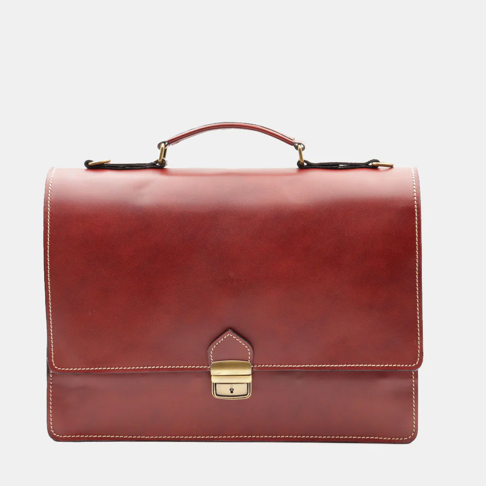 Cartella in Pelle Marrone VIAVERDI Made in Italy - 2 Soffietti porta Pc 15.6
