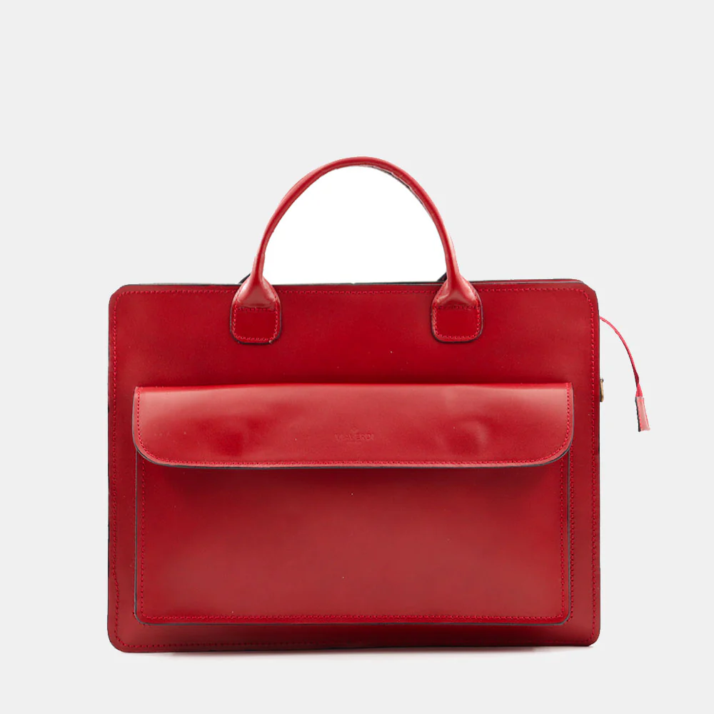 Cartella in Pelle Rossa Doppio Manico VIAVERDI Made in Italy - 3 Soffietti Pc 15.6