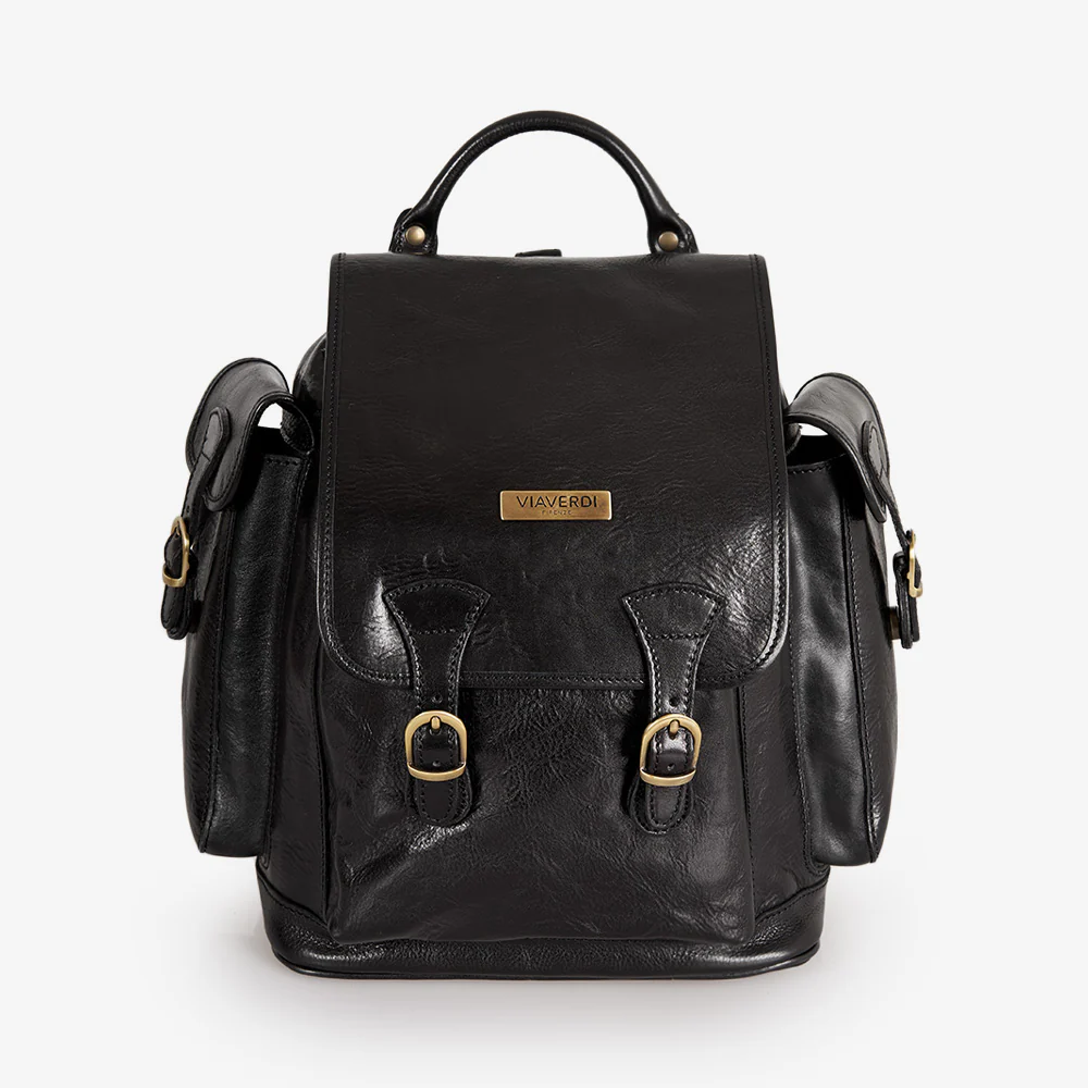 Zaino in Pelle Nera VIAVERDI Made in Italy